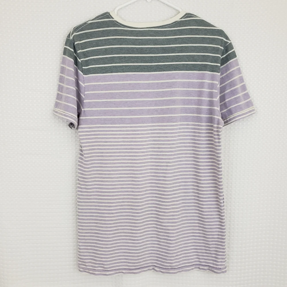 On The Byas Tee Striped T Shirt Gray Light Purple Comfy Lounge size Medium